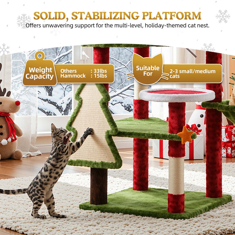 54" Christmas-Themed Cat Tree