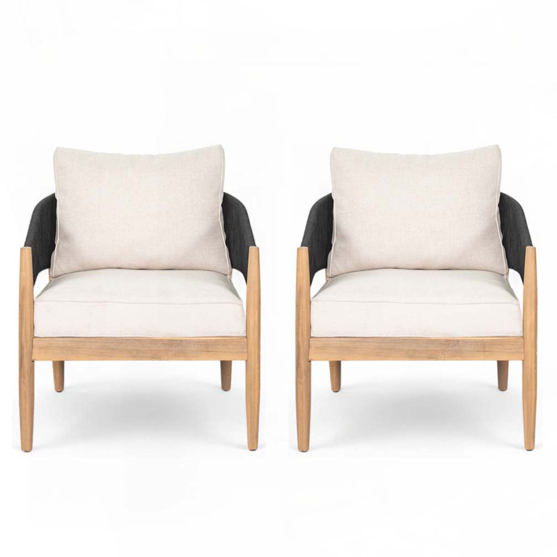 Fauteuil club d'extérieur en bois d'acacia
