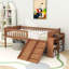 Lit mezzanine simple en bois avec tablette de rangement intégrée et glissade-151237366