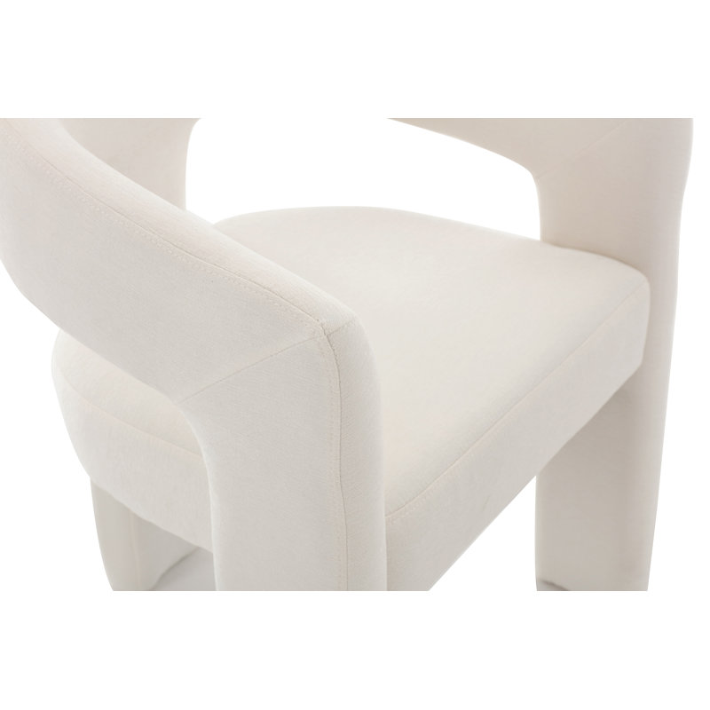 Chaise avec accoudoirs en fer Dalpat, Chenille beige