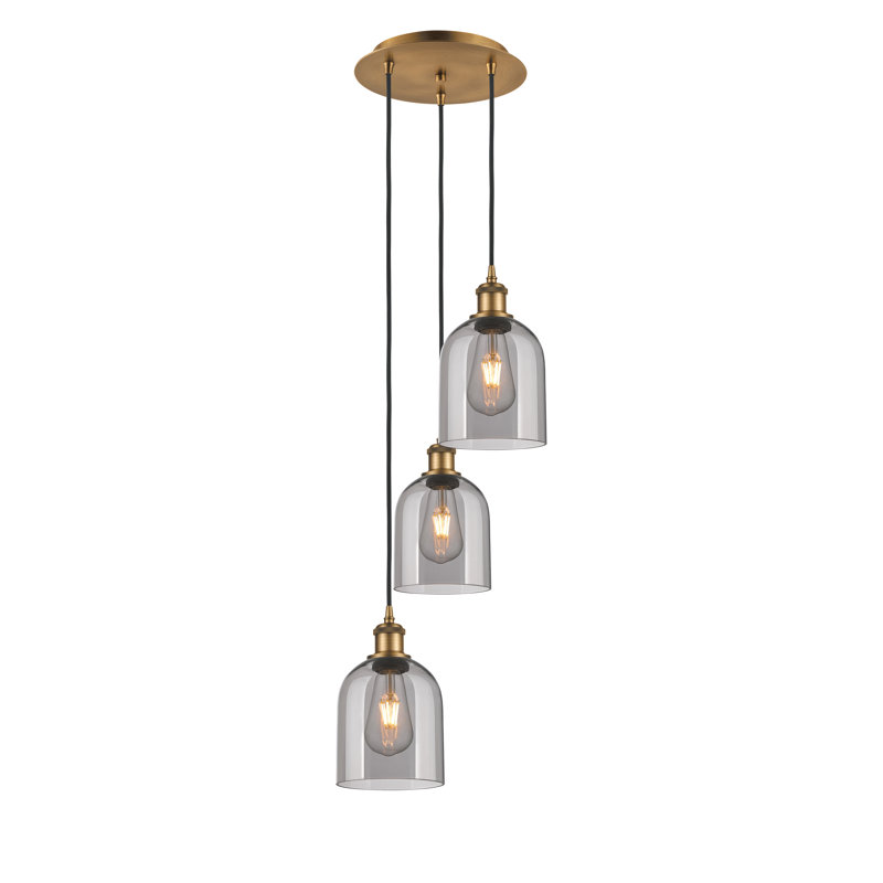 Odaniel 3 - Light Cluster Pendant, Light Smoke, Brushed Brass