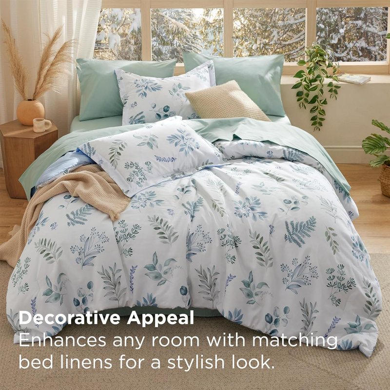 Ensembles d'édredon 100% coton, Édredon très grand + 2 taies décoratives + 2 ta, Vert sarcelle