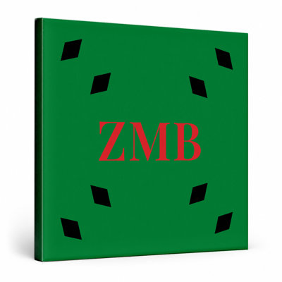 Monogramme de diamant de luxe du drapeau du monde zambien - noir vert rouge - art mural sur toile