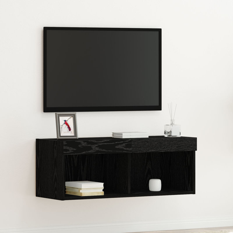 TV Cabinet Particle Board Medium Entertainment Centre, Black Oak