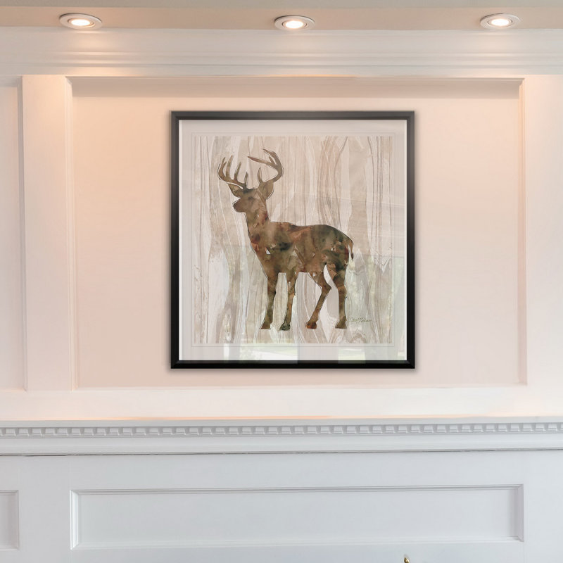 « pin forest cerf », impression encadrée, H 17,5 po x l 17,5 po x P 1,5 po