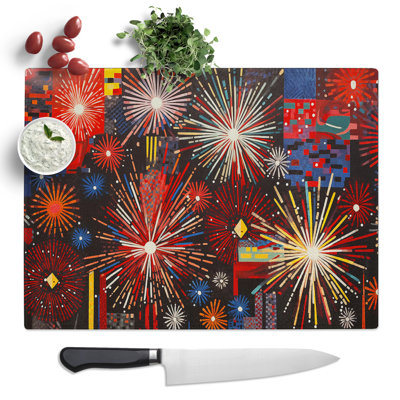Fireworks Constructivism  Glass Chopping Board