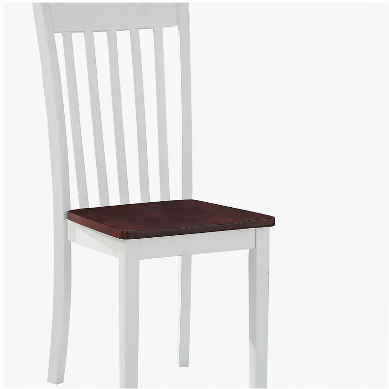 Chaises d'appoint blanches et noyer à dossier à lattes (ensemble de 2)