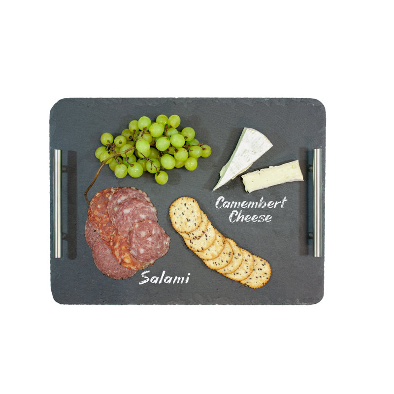 Gray Slate Rectangular Cheese Board with Handles