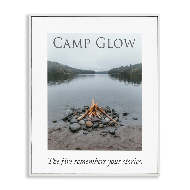 «Fire Remembers Your Stories», estampe numérique, design par A Barefoot Stylist, Giclée encadrée blanc bord de mer
