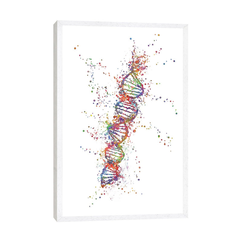 DNA by Genefy Art - Print on Canvas, 66.04cm H x 45.72cm W x 3.81cm D, White Framed