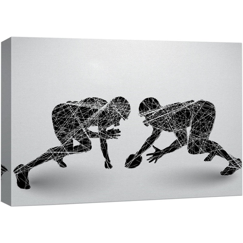 Silhouette géométrique, joueurs de football, sportifs, sportifs, art moderne, rustique, exercice urbain, H 12 po x l 18 po