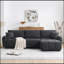 Canapé modulaire de 110 po en forme de L avec siège très grand, conception en ligne, repose-pieds mobile, mousse haute densité, combinaison libre, structure en métal et en bois robuste, tissu bouclé,-397336358
