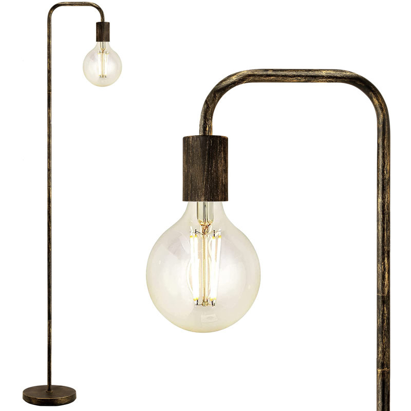 Lampe sur pied minimaliste en bronze antique - Design industriel avec finition brossée faite à la main