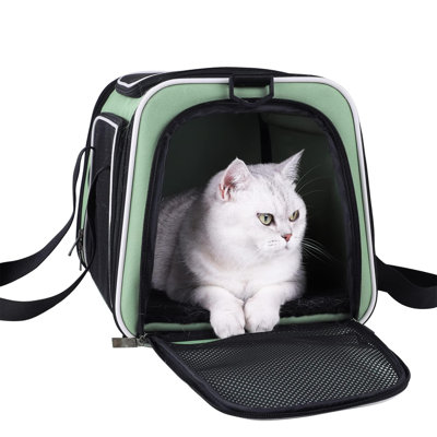 Top Load Cat Carrier For Medium Cats And Small Dogs With Washable Cozy Bed, 3 Doors And Shoulder Strap. Easy To Get Cat In, Easy Storage, Lightweight, Airline Approved
