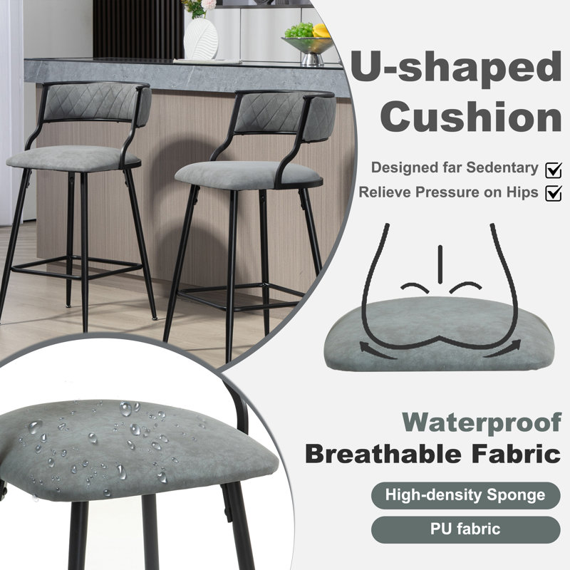 Bar Height Set, Tempered Glass Round Dining Table And Height Bar Stools, Gray, 5