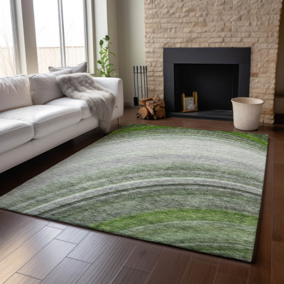 Premium Machine Washable Cerrito AMF584 Green Rug