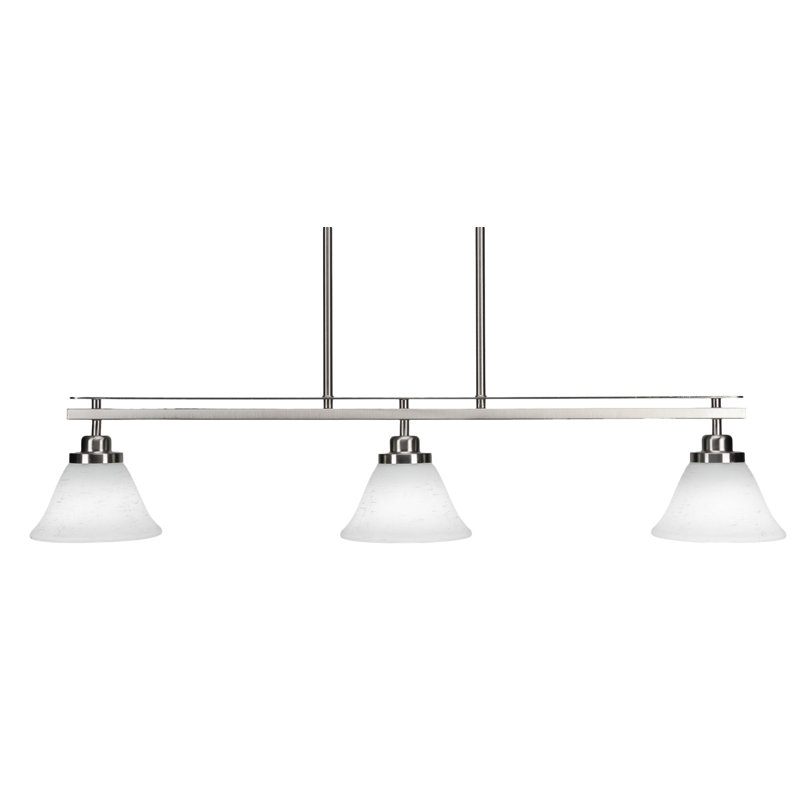 Agnon 3 Light Island Light Shown In Brushed Nickel Finish With 7" Glass, White