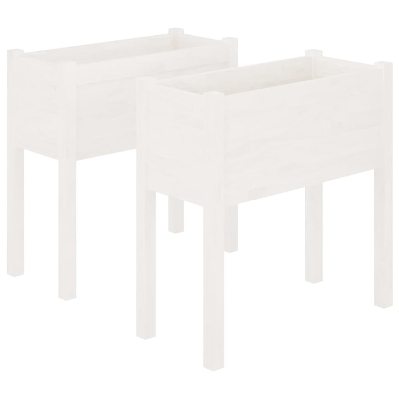 Wood Pot Planter, 27.6" H x 27.6" W x 12.2" D, White