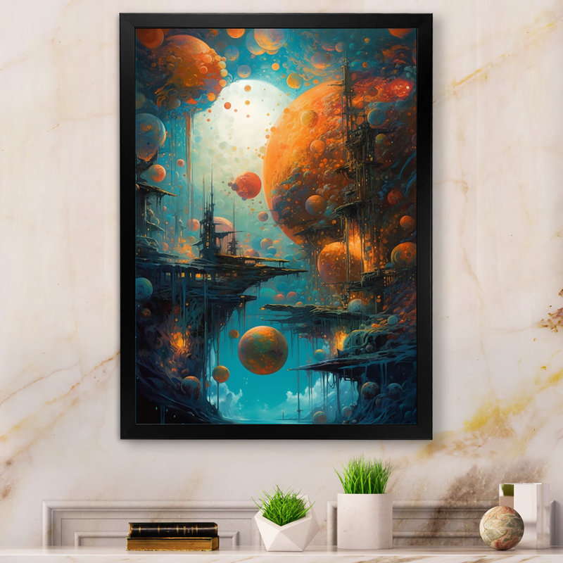 «Planets In The Universe II», reproduction d'art sur toile, Cadre noir, H 20 po x l 12 po x P 1 po