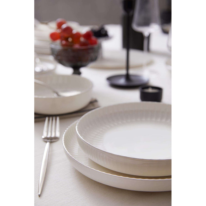 Service de vaisselle, Blanc / argenté