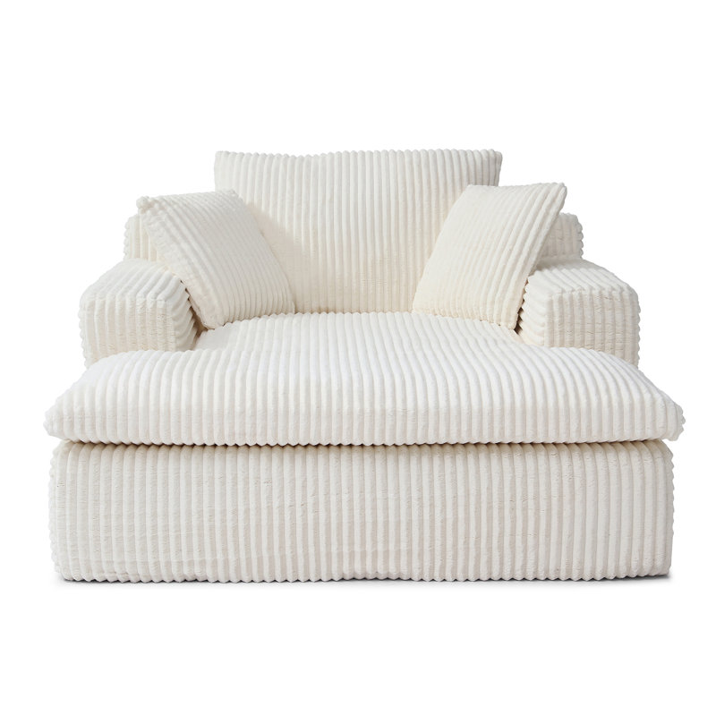 Oversized Sectional Double Lounge Chaise with Cloud Plush Sofa Bed, No Assembly Required, Fluffy Modern Sleeper Loveseat Chair for Indoor Living Room Bedroom Reading
