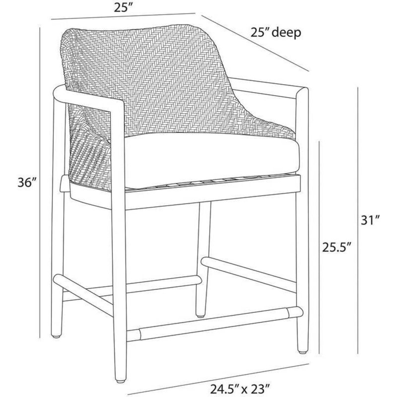 Chilton Outdoor Teak Bar Stool, 25.5