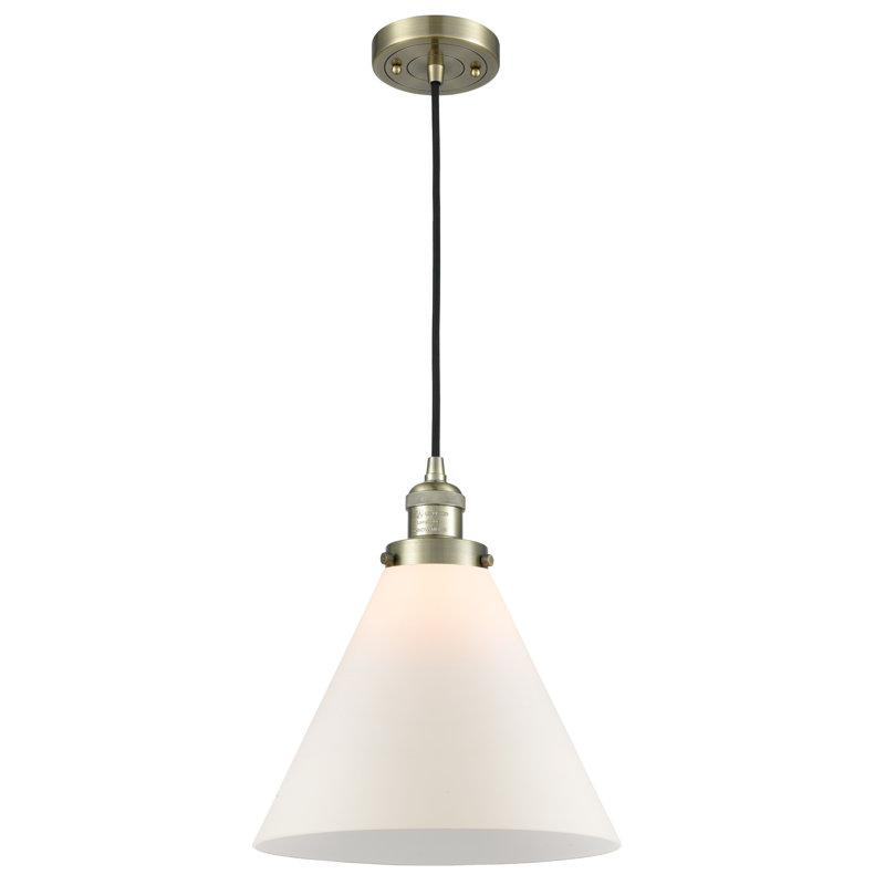 Westbrook 1 - Light Single Pendant, Antique Brass, Matte White, No Bulb Included