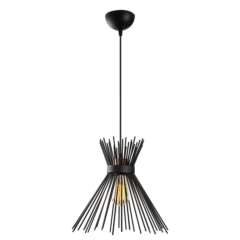 Lustre industriel moderne, structure en fer noir, 13,4 po de diamètre x 51,6 po de hauteur | Hauteur réglable avec capuchon de 35 po et câble de 90 po | Douille E27, 40 W maximum | Luminaire élégant pour la décoration de la maison et du bureau