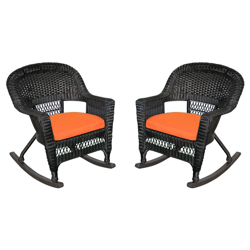Chaise berçante en osier Raenesha, Noir, Orange