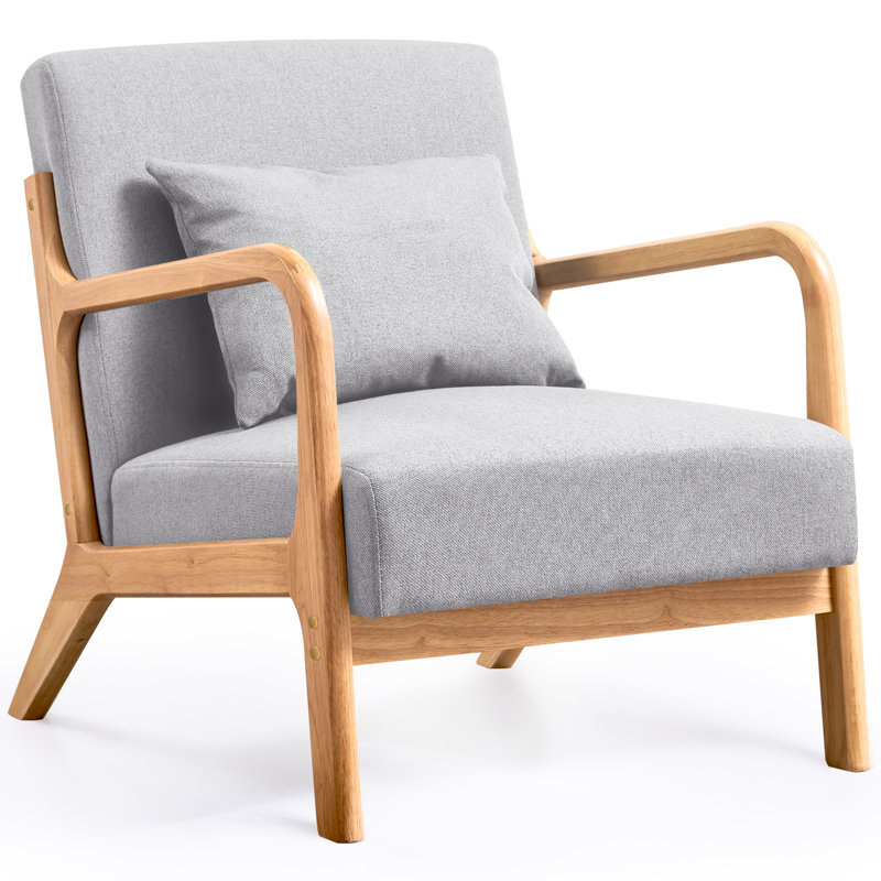 Chaise avec accoudoirs de lecture rembourrée Comfy, 100 % lin gris