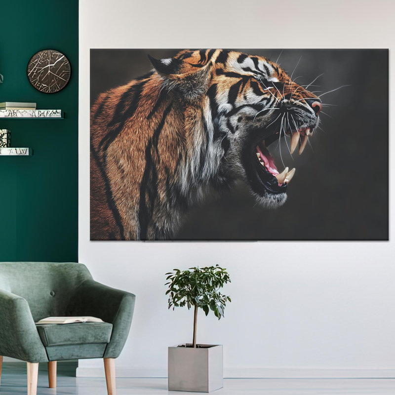 «Roaring Tiger», reproduction d'art sur toile, 1P, 31,5 po H x 43,3 po l
