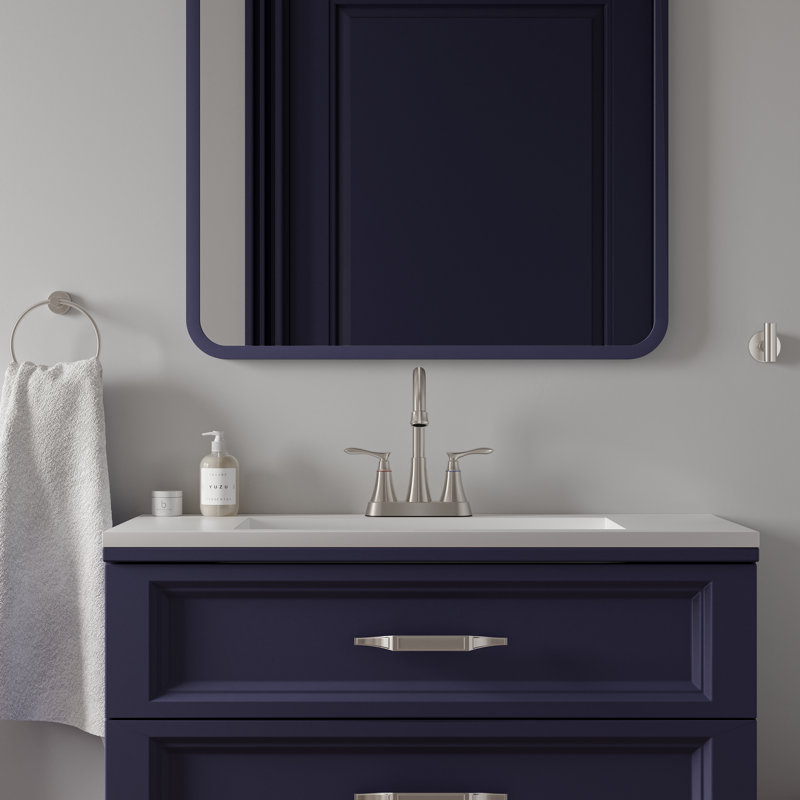 4 po Robinet pour salle de bain à poignée arquée 2 poignées Centreset, Nickel brossé