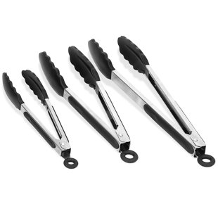 3Pcs Pinces de cuisine verrouillables en acier inoxydable avec embouts en silicone sans BPA antiadhésifs pour barbecue, pinces à aliments verrouillables résistantes à la chaleur élevée