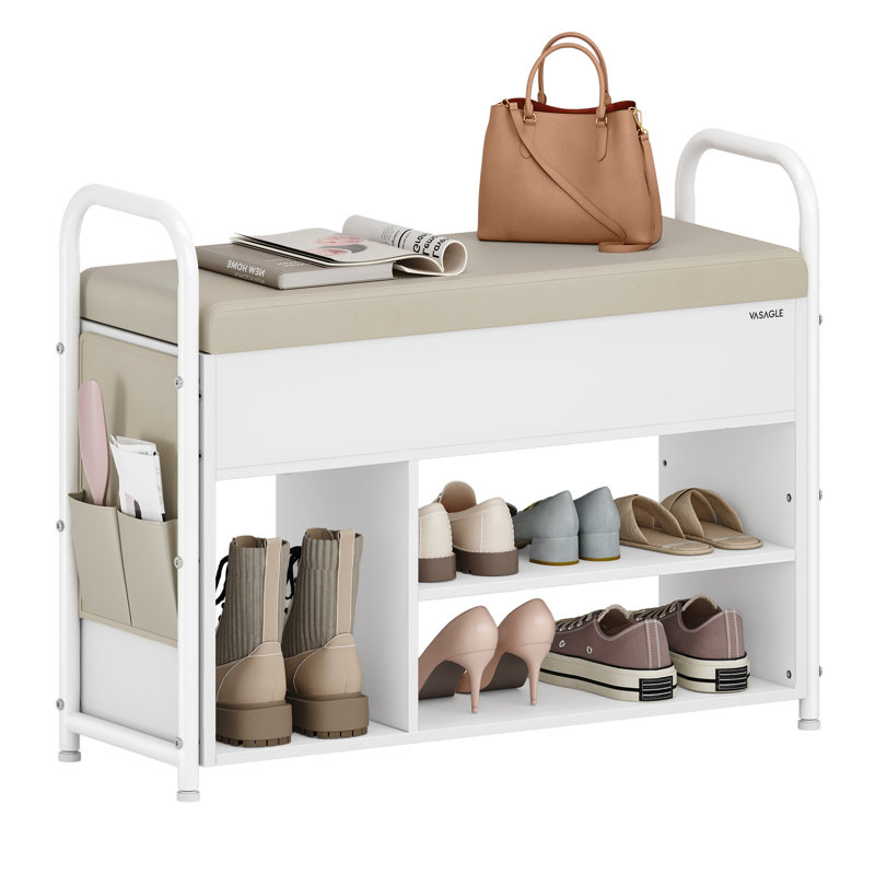 Shoe Rack, White/Beige
