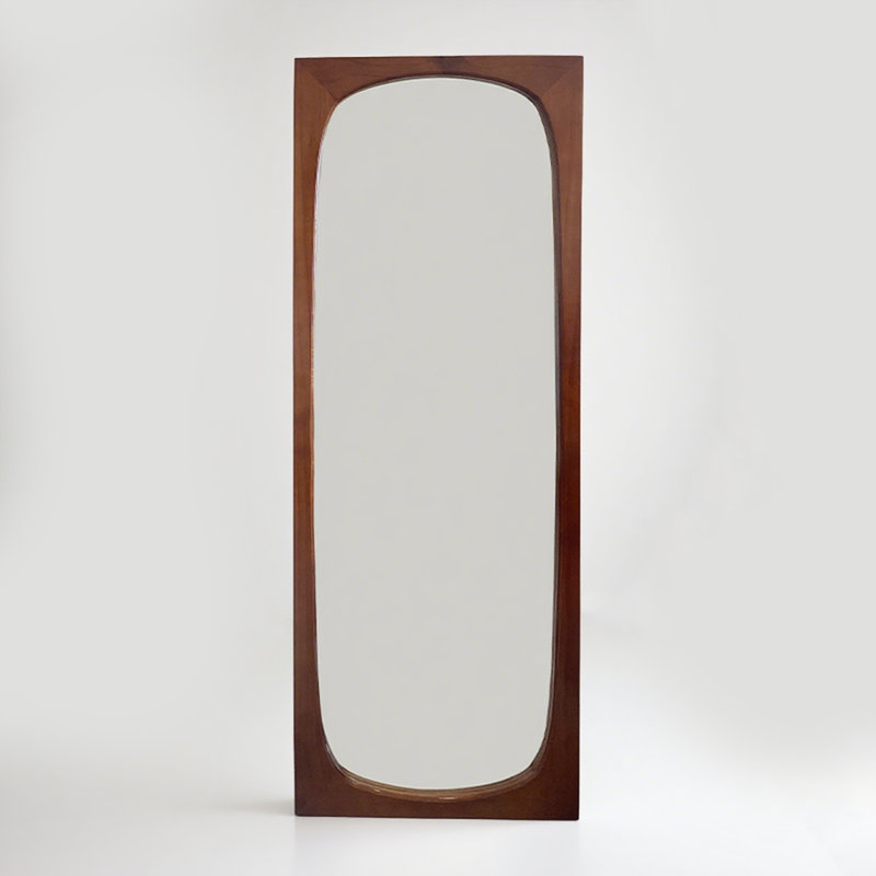 Retro Pine Frame Rectangular High-Definition Full-Length Mirror, 62.99” x 23.62”