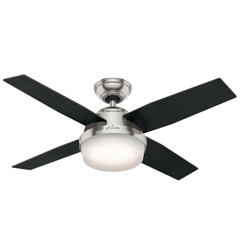 112cm Ceiling Fan with Light Kit, Black Oak/Chocolate, Brushed Nickel