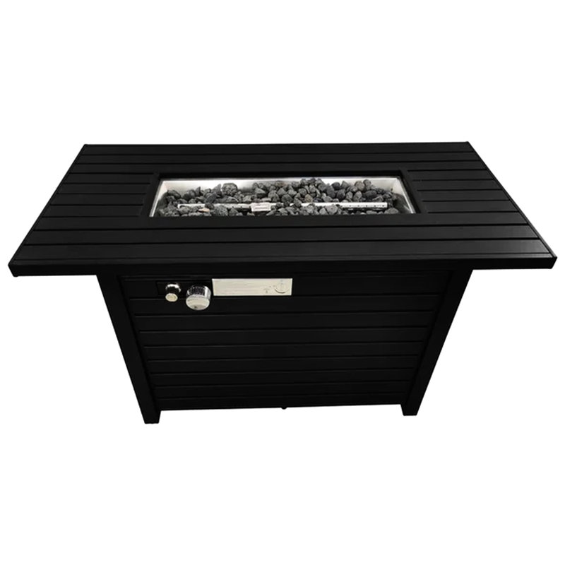 La table de foyer d'extérieur en acier de 42 po de largeur avec couvercle de H 25 po ajoute élégance et fonctionnalité à votre espace pour créer un espace confortable et élégant