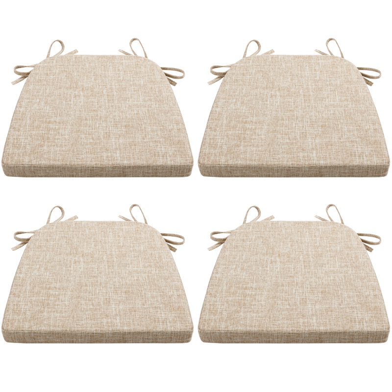 Indoor 1.5'' Dining Chair Chair Pad, Beige Polyester