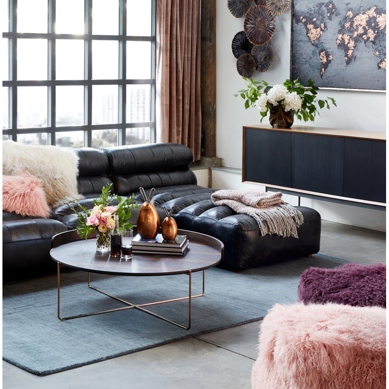 Ramsay Chaise Lounge, Black Genuine Leather