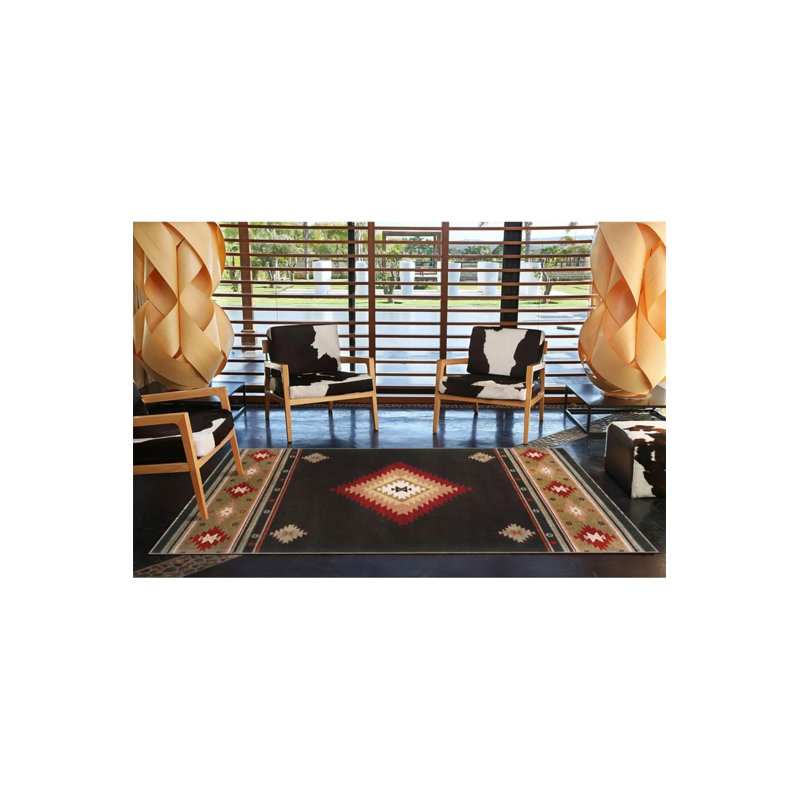 Multicolored Wicker Design Geometric Patterned Vintage Decorative Carpet, Round 3'4"