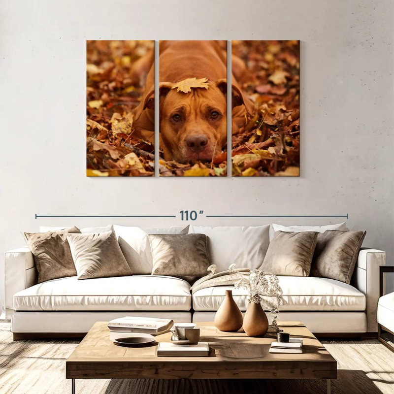 Cute Autumn Pitbull, 48" H x 74" W