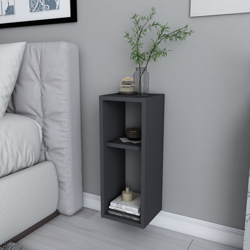 Table de chevet moderne anthracite 23,0 po x 8,7 po x 23,5 po | 100% panneau de particules enduit de mélamine, épaisseur: 0,7 pouce | Conception élégante pour le rangement dans la chambre à coucher, durable et élégante pour les espaces contemporains