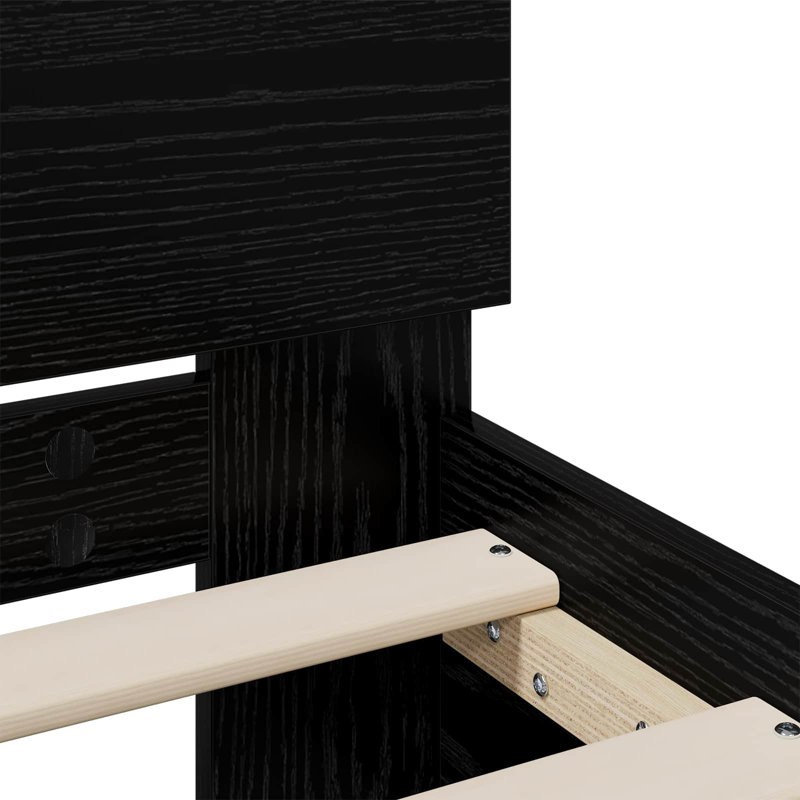 Bed Frame, European Kingsize (160 x 200 cm), Black Oak