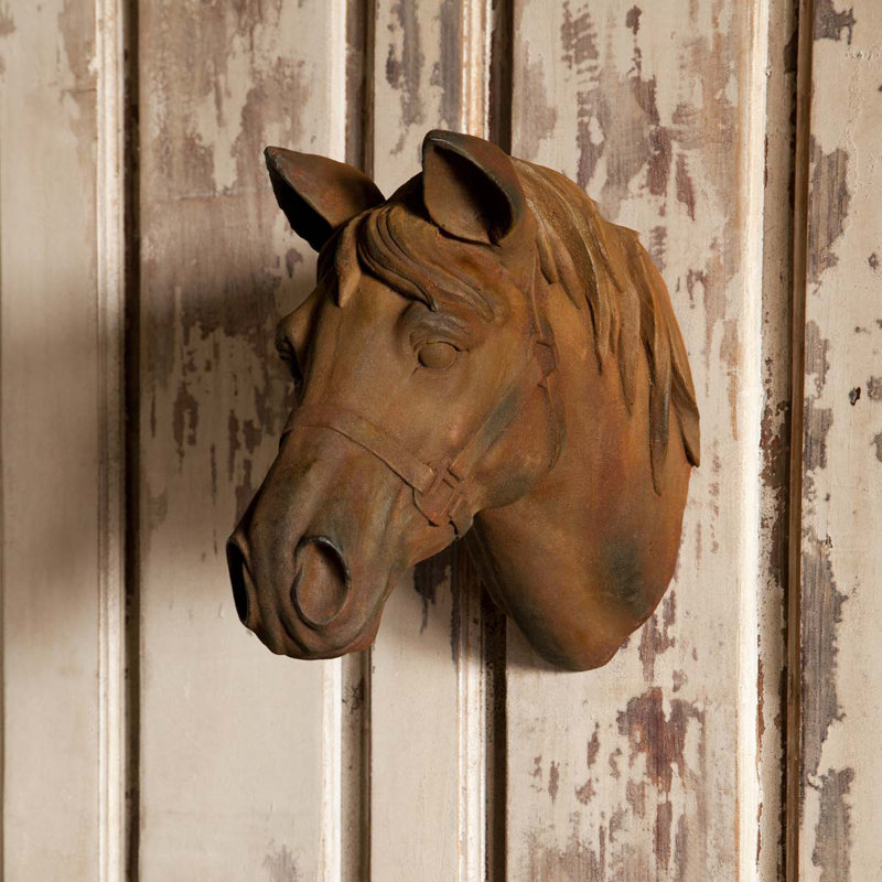 Rustic Brown Stone Horse Head Wall Mount Decor