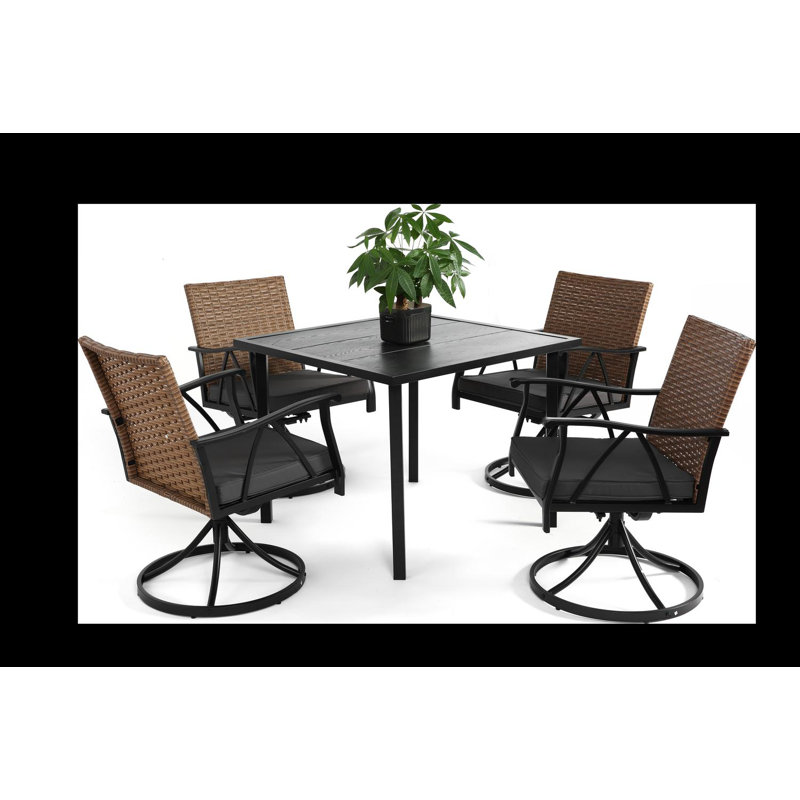 5 Piece Dining Set (Brown+Gray)