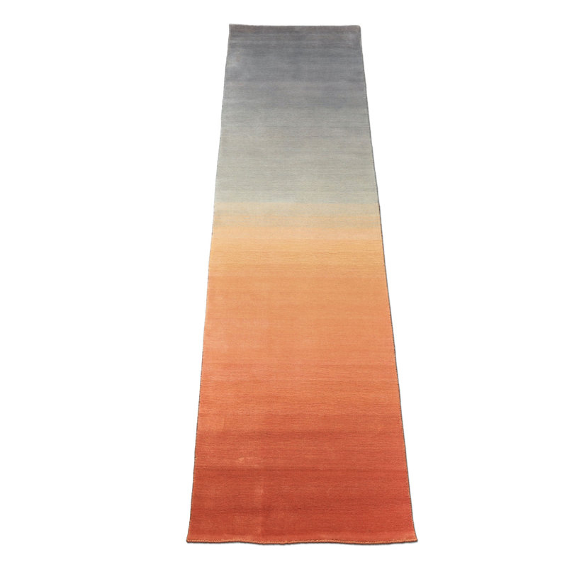 Tapis ombré en laine multicolore moderne et contemporain tissé à la main, Tapis de couloir 2 pi 6 po x 10 po