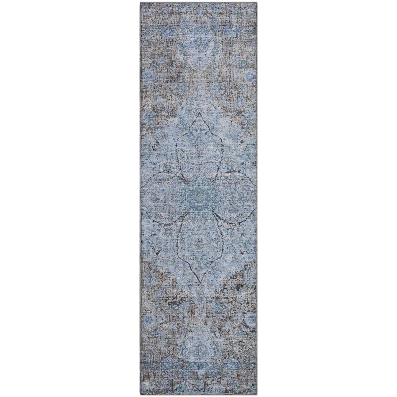 Premium Machine Washable Mayfield AMF2136 global Rug, Gray, 2'3" x 7'6" Runner