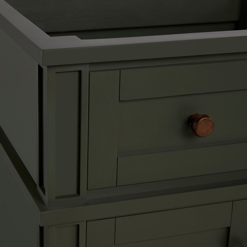 30" Dark Olive Green Mahogany Vanity with Carrara Marble Top