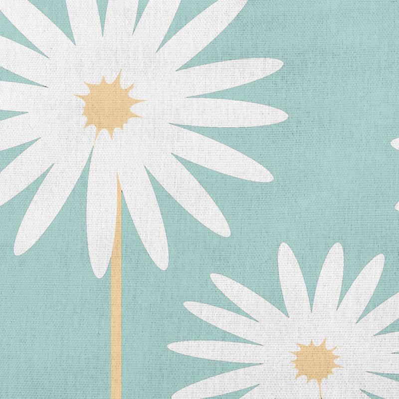 Light Blue Floral Print Square Decorative Throw Pillow