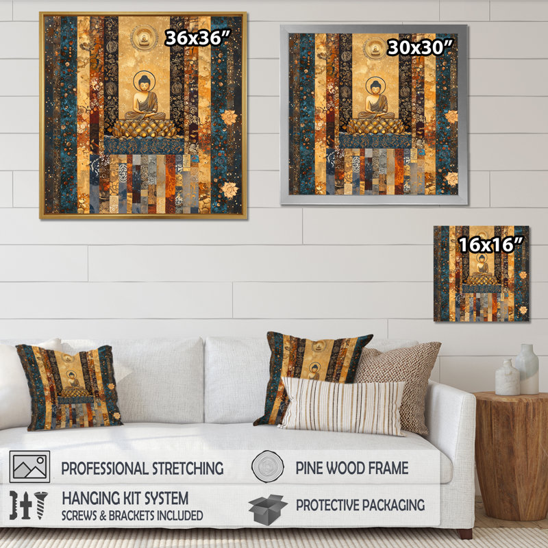 Bouddha, harmonie mystique du bouddhisme - Art mural bouddhisme, H 30 po x l 30 po, Toile tendue, Ne s’applique pas